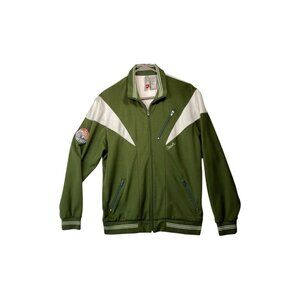 Y2K Quicksilver Jacket Green & White Track Full Zip Hoodless 2000s Size S/P
